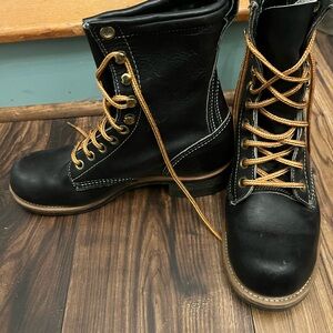 Black Heavy Duty Leather Boots